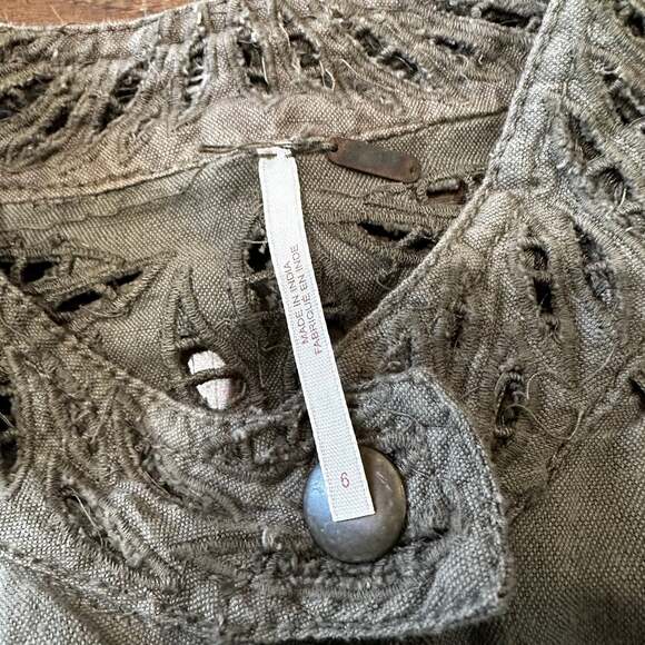 Free People Women's Olive Green Cropped Military Jacket - Picture 2 of 7